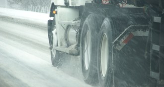 truck driving on road