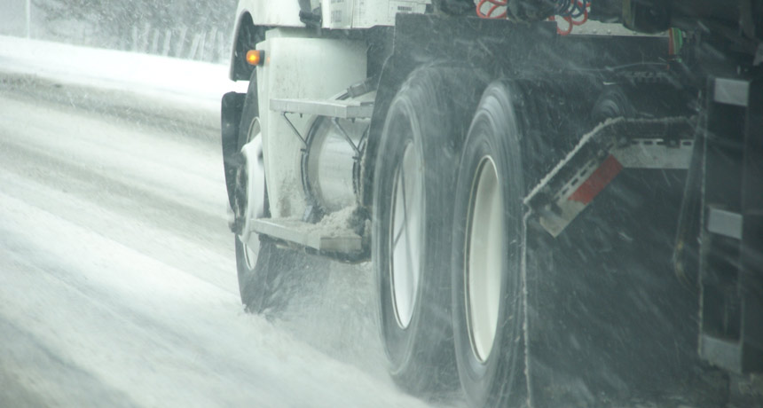 truck driving on road