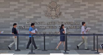 Outside the US consulate in Guangzhou