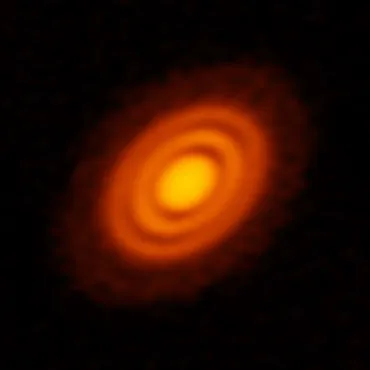 young star HD 163296 as seen from the ALMA Observatory