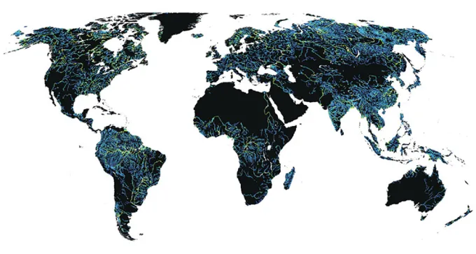 map of world’s rivers and streams