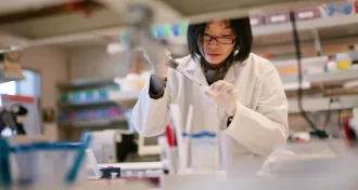 woman at lab bench