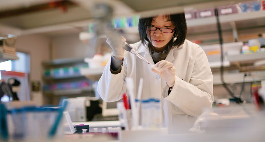 woman at lab bench