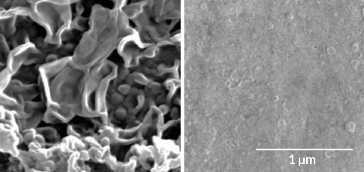 a microscopic image of two polyamide films for filtering saltwater
