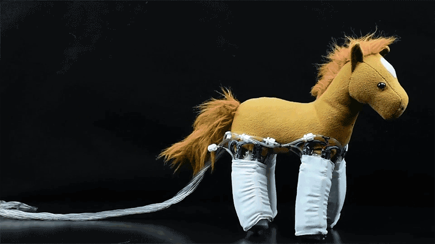 robotic skins on a stuffed horse