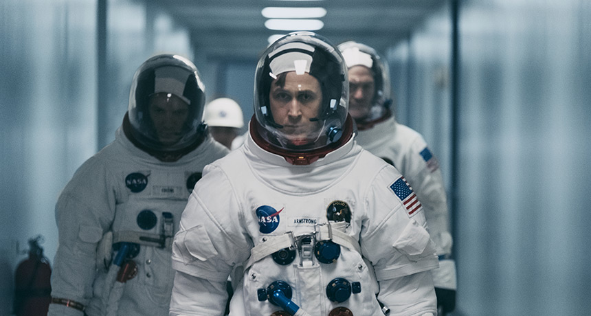 Ryan Gosling as Neil Armstrong in First Man
