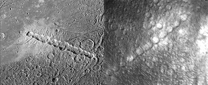 Ganymede (left) and Callisto (right)