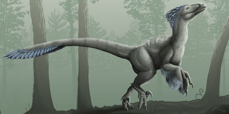 an illustration of Deinonychus antirrhopus, a therapod dinosaur