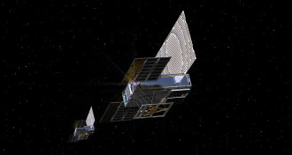 illustration of two CubeSats