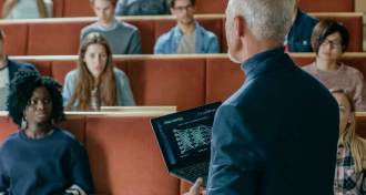 professor in lecture room
