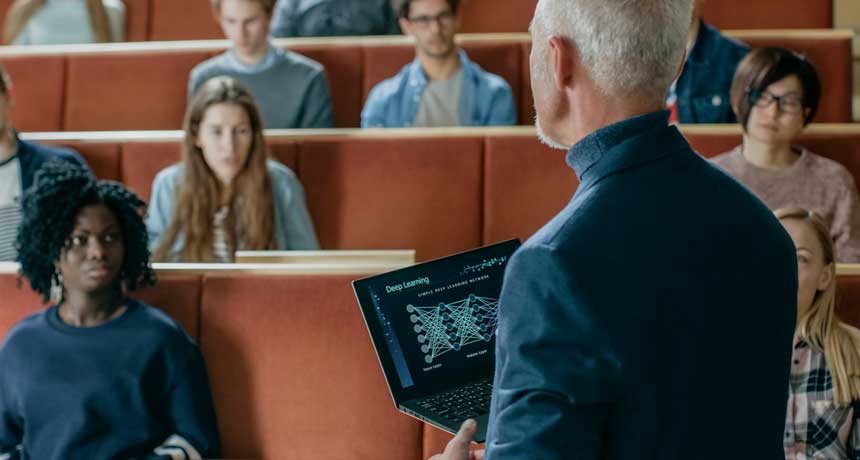 professor in lecture room