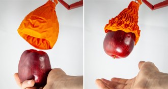 robotic gripper grabbing an apple