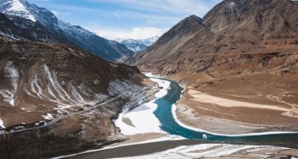Zanskar River in Himalayan mountains