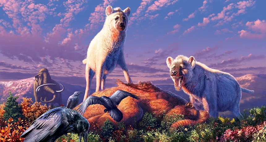 artist's rendering of Arctic hyenas