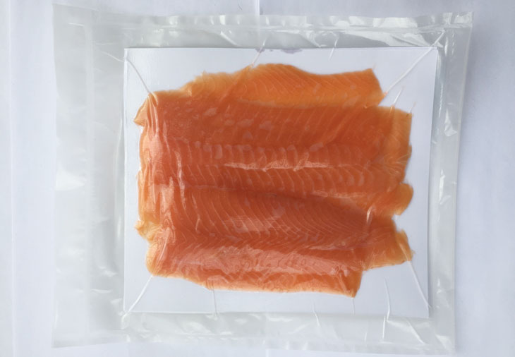 salmon sealed in compostable food wrapping