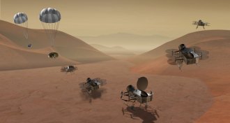 illustration of Dragonfly mission to Titan