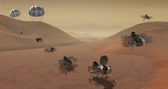 illustration of Dragonfly mission to Titan