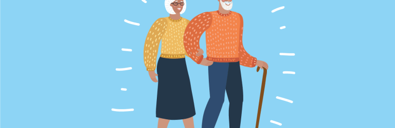 illustration of older couple