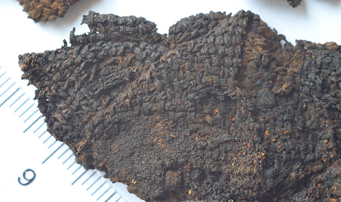 Burned textile scraps