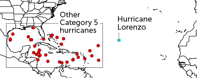 Category 5 Atlantic hurricanes map