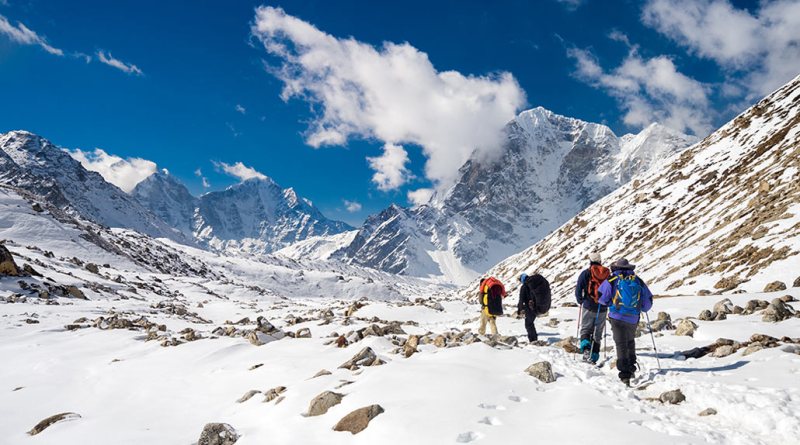 Hikers on Everest