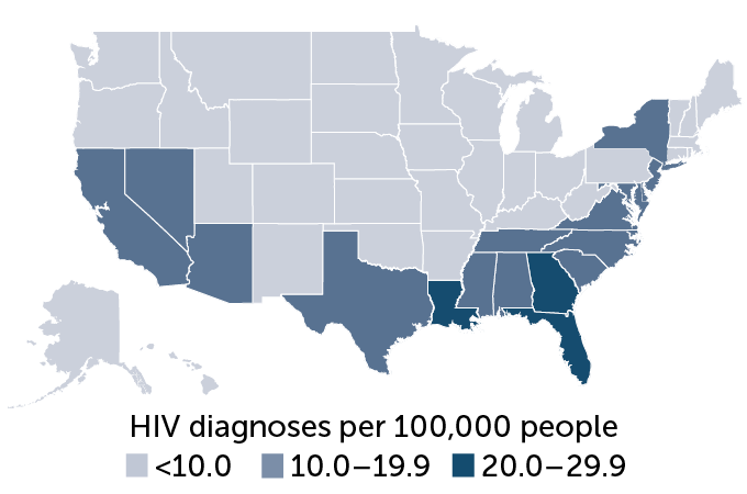 map of HIV diagnoses