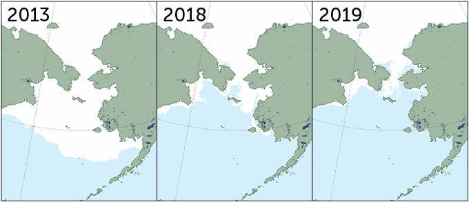 Shrinking ice extent in the Bering Sea