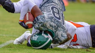 football players colliding