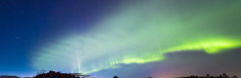 green glow in the night sky - an aurora named the "dunes"