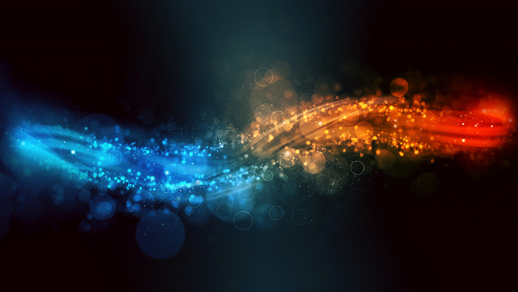 Abstract flowing background in shades of blue and red