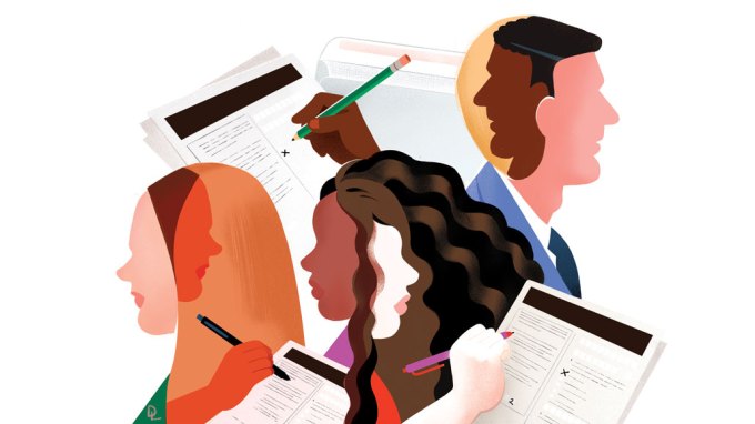 illustration of people and census forms