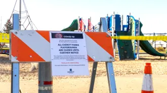 Sign warning people not to use a playground in Washington