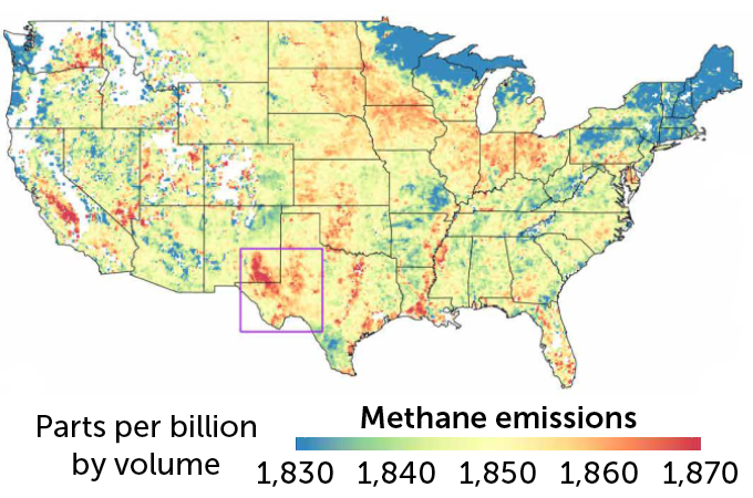 Satellite estimates of U.S. methane emissions