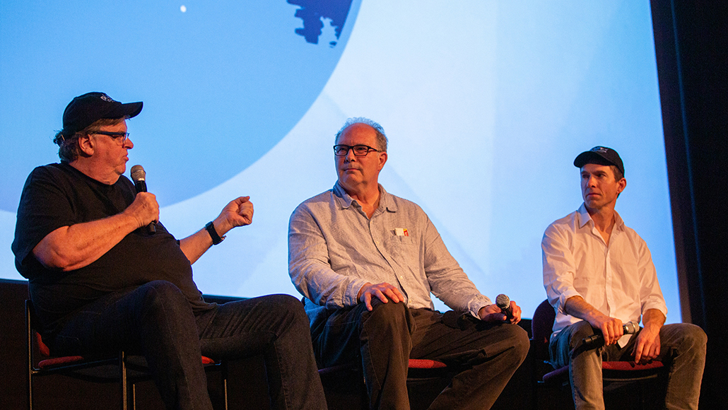 Michael Moore on stage