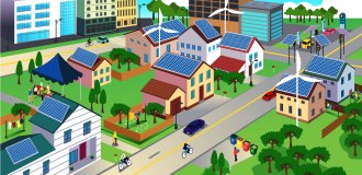 illustration of an eco-friendly neighborhood