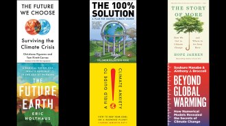 covers of six books about climate change