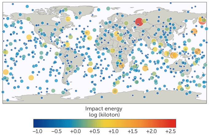 Fireball events recorded by the U.S. government (April 1988–March 2020)