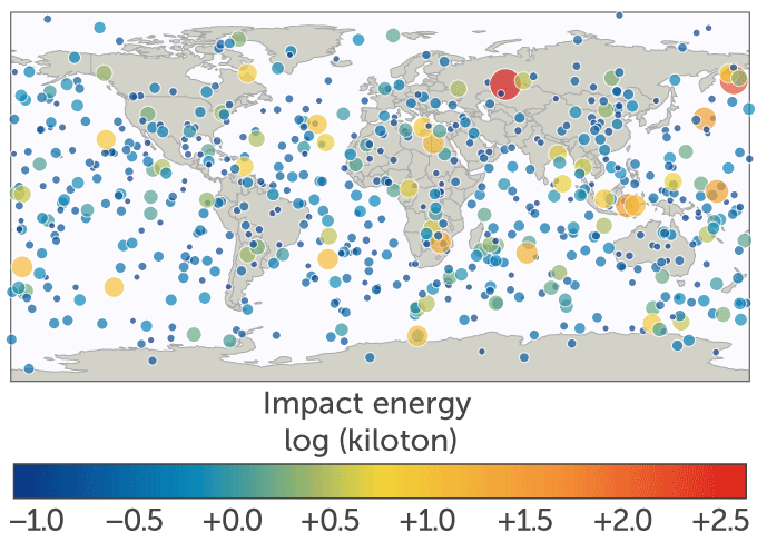 Fireball events recorded by the U.S. government (April 1988–March 2020)