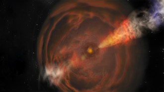 Supernova with fast outflow of material