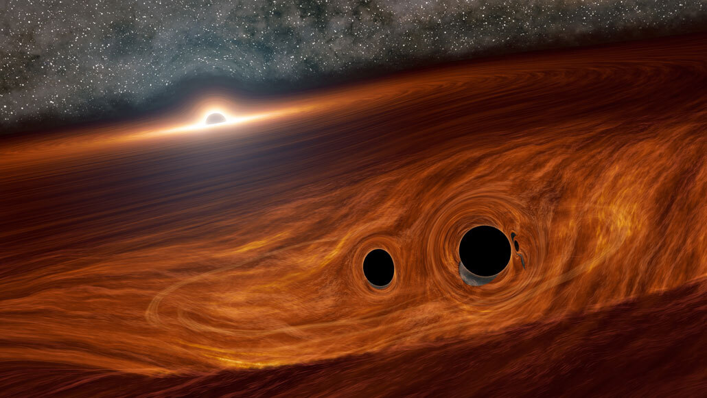 Black hole light collision illustration