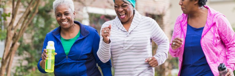 Three women running