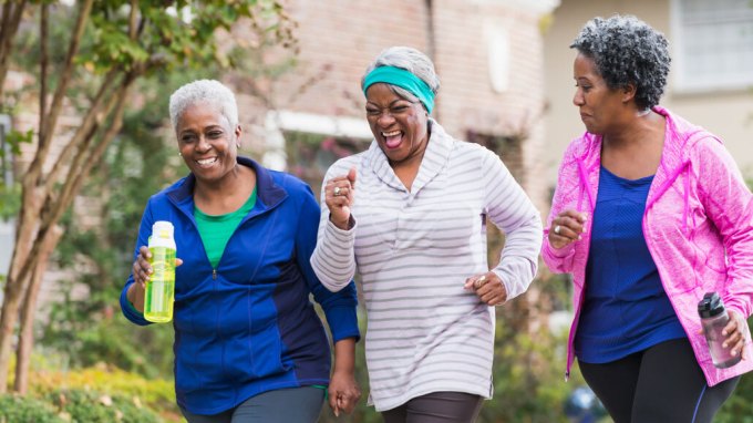 Three women running