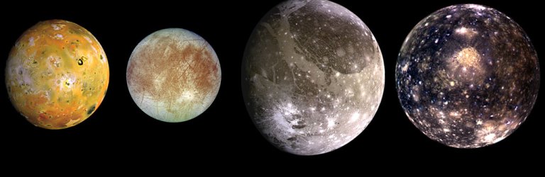 Photos of the four largest moons of Jupiter