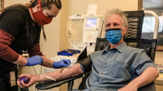 man donating COVID-19 plasma