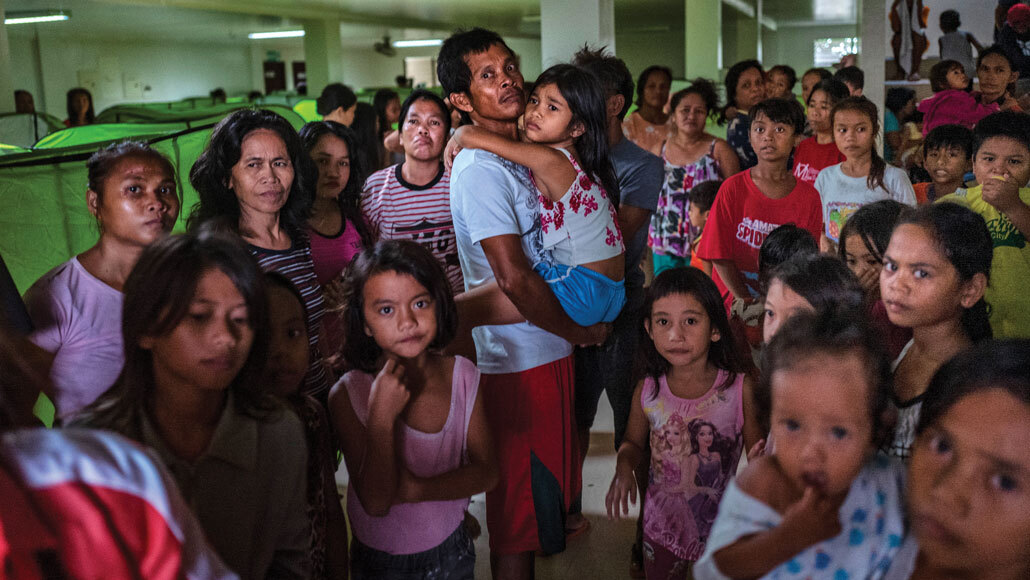 Evacuated residents in the Philippines