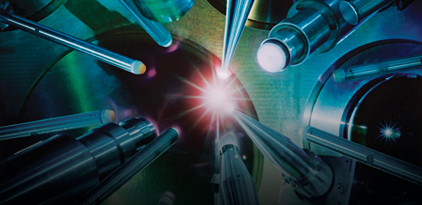 close up of lasers pointed at a target