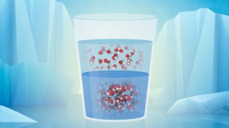 supercooled water molecules illustrated