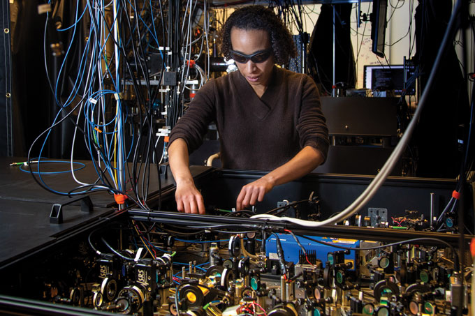 Monika Schleier-Smith in her lab