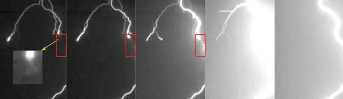 images of lightning formation over time