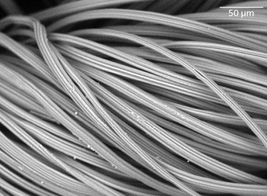 microscope image of rayon fabric